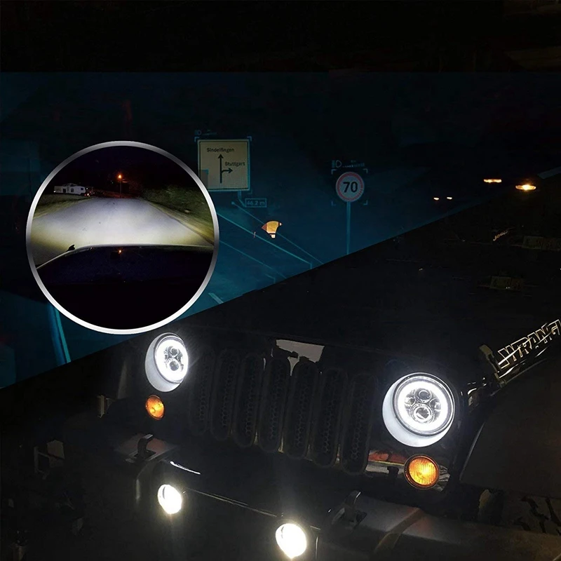 DHBH-для Jeep Wrangler проектор Angel Eye см круглый светодиодный фонарь с DRL Янтарный поворот Singal для неограниченной сахара Jku RUBICON SPORT C
