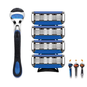 

TFLYSHAVE (1 Holder+4 Blade) Men's Shaver Manual Shaving Razors 5 Layers Replacement Razor Blades for Fusion Proglide