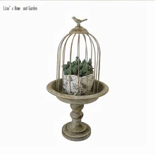 handcrafted metal garden decor vintage retro pedestal bird cage