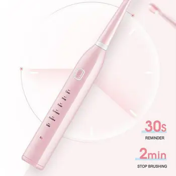 

Sonic Electric Toothbrush USB Rechargeable Timer IPX7 4 Tooth Modes Clean With 5 Heads Brush Oral Brush Y7R0