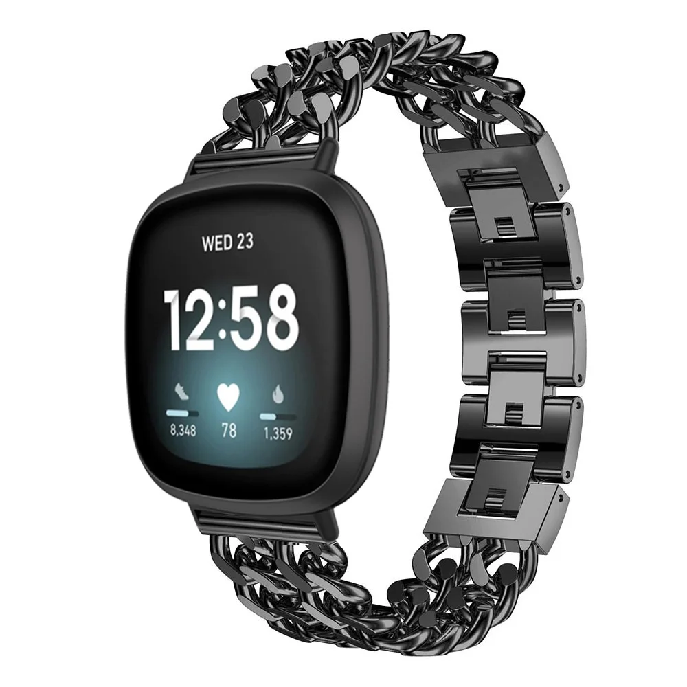 

Stainless Steel Chain Watch Band for Fitbit Versa 3 Sense Metal Strap Bracelet Replacement Accessories