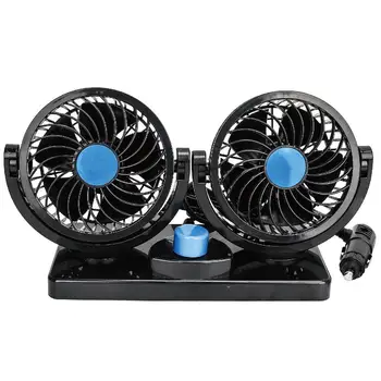 

Dual Head Car Cooling Fan 360 All-Round Adjustable Low Noise Auto Cooler Fan 12V Battery Model Such as Family Car Minivan