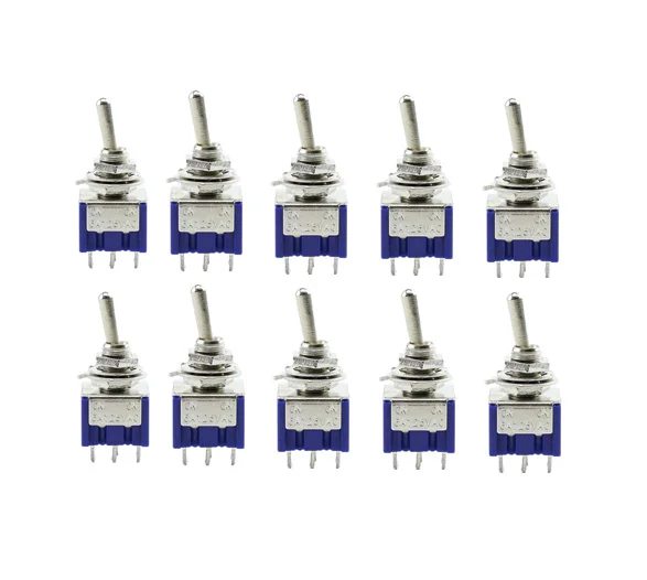 10Pcs AC 125V 5A SPDT 3Pin On/On 2 Position Miniature Toggle Switch Good Quality 