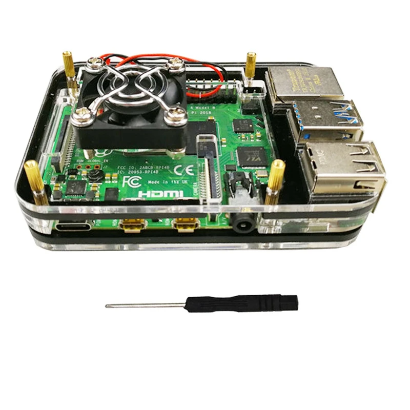 

For Raspberry Pi Acrylic Case with Cooling Fan for Raspberry Pi 4 Model B