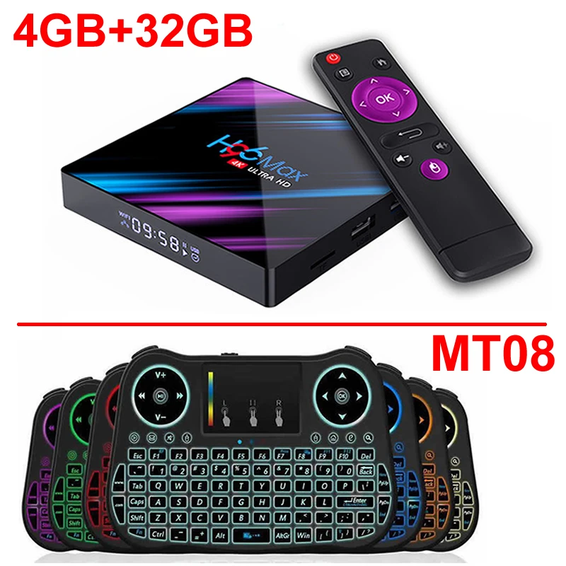 H96 MAX 3318 Android 9,0 Smart tv Box Rockchip RK3318 4 Гб ОЗУ 64 Гб ПЗУ BT4.0 USB3.0 2,4G/5G двойной wifi 3D 4K HDR телеприставка - Цвет: 4GB 32GB add MT08