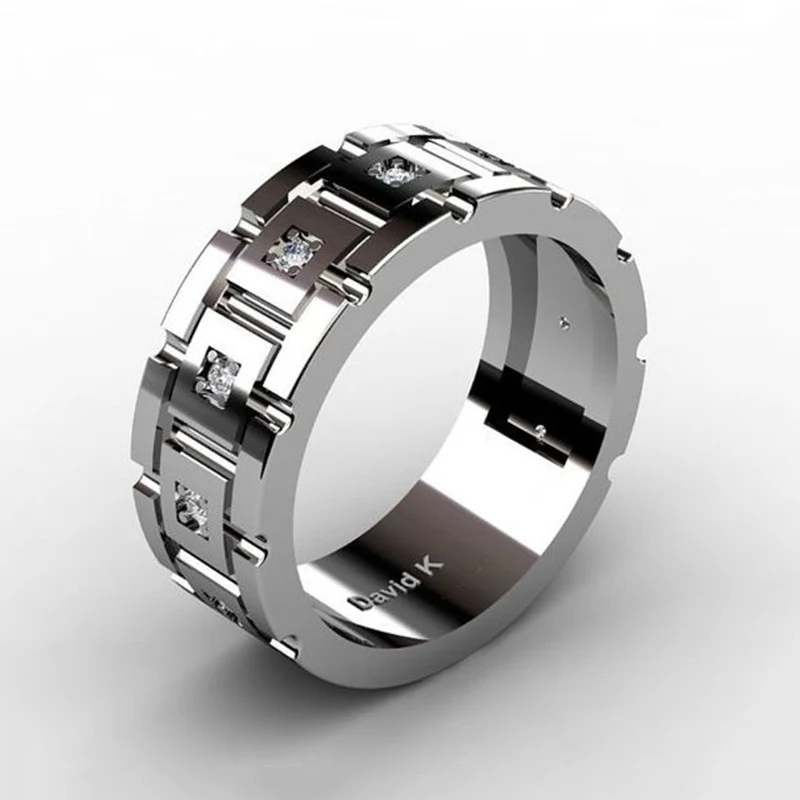 

Simple Fashion Business Men's Silvery Rings Zircon Micro Inlay Geometric Rings Banquet Jewelry Anniversary Gifts Rings For Men