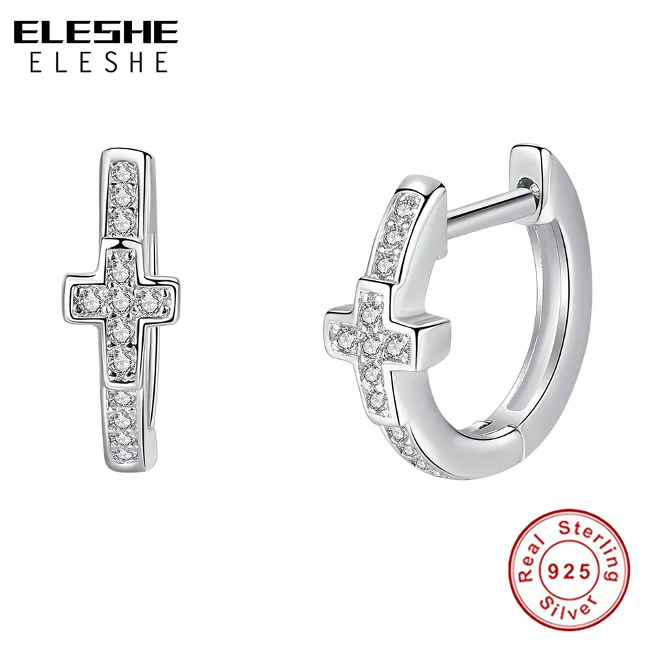 Женские серьги гвоздики с цирконием ELESHE из стерлингового серебра 925 пробы