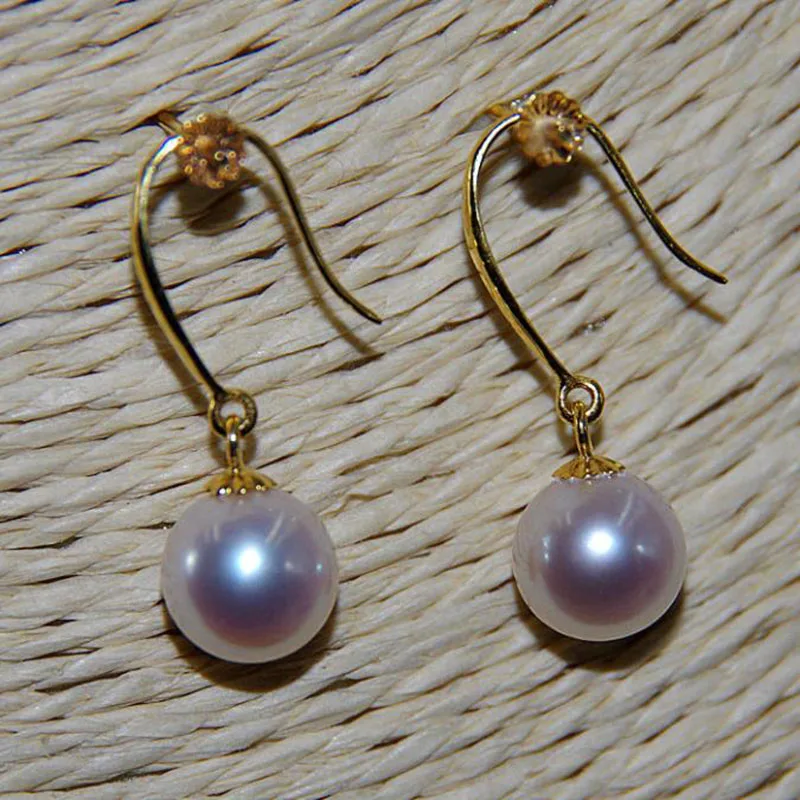 

charming pair of12mm natural round south sea white round pearl earring 14k
