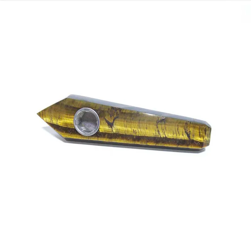 high quality natural crystal quartz tiger eye stone tobacco smoking pipe For Healthy | Дом и сад