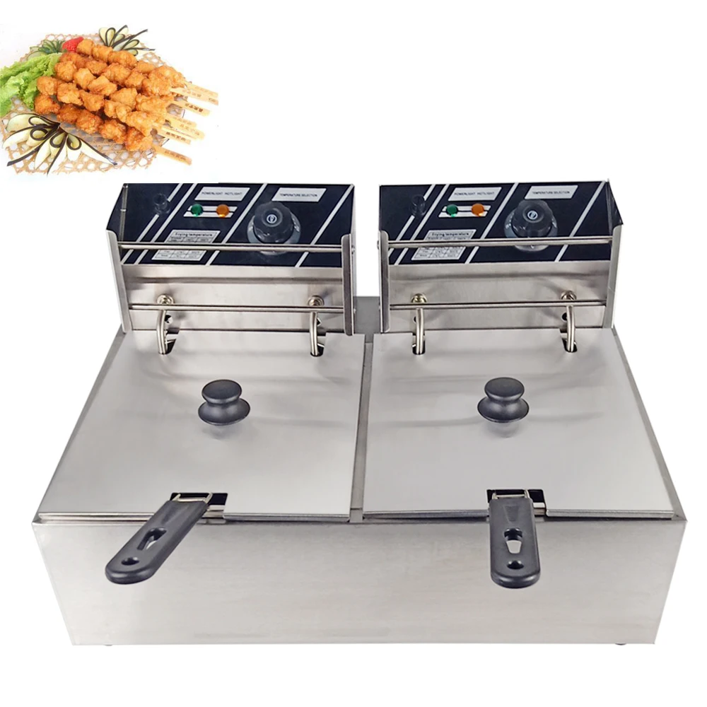 

TAMIKO TM-20B Deep Fryer Double Tank Smokeless Commercial Counter-top Electric Deep Fryer With 20L 2.5KW+2.5KW For Catering