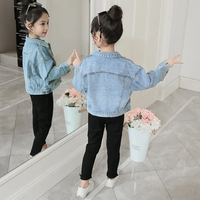 Куртки для девочек 2, 3, 4, 5, 6, 7, 8 лет, Корейская джинсовая куртка на весну-осень для девочек, детская одежда, пальто высокого качества, верхняя одежда для малышей