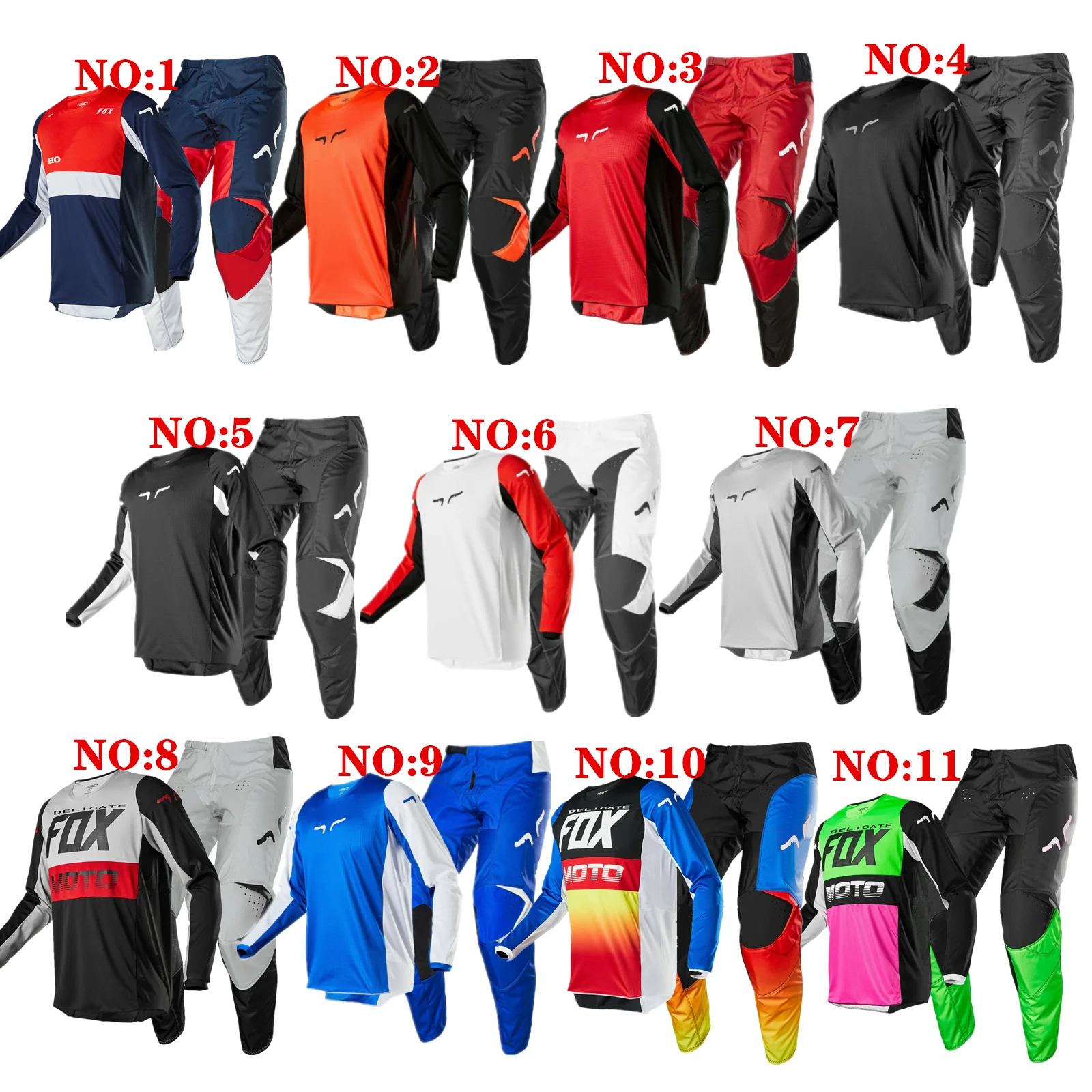 Racing Suit Black White Gear Set Motorcycle Racing 180 Prix Motocross Jersey and Pants Gear Suit Clothing Motocross Combos