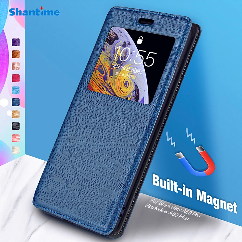 For Blackview A60 Pro Case For Blackview A60 Plus View Window Cover Invisible Magnet and Card Slot and Stand