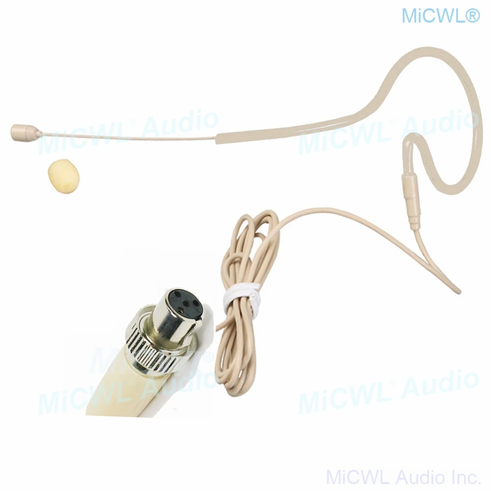 Skin color Single ear hook Headset Microphone for MiPro ACT series 4Pin Lock Wireless microfone MiCWL SE02