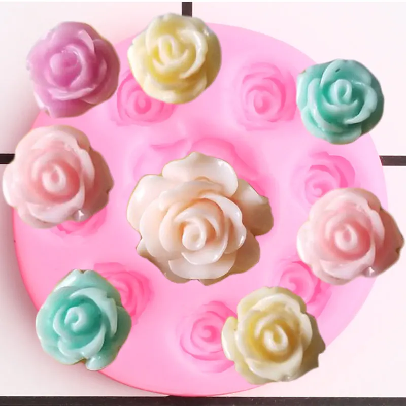 Розовые силиконовые формы в виде цветка Форма для шоколада, помадки DIY свадебный торт украшения инструменты кекс Топпер конфеты формы для полимерной глины