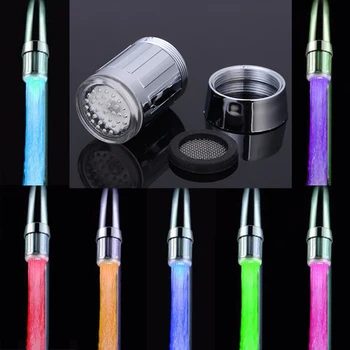 

7 Colors Changing Glow LED Faucet Light Basin Water Nozzle Water Stream Faucet Tap Head With Adapter For Kitchen Bathroom