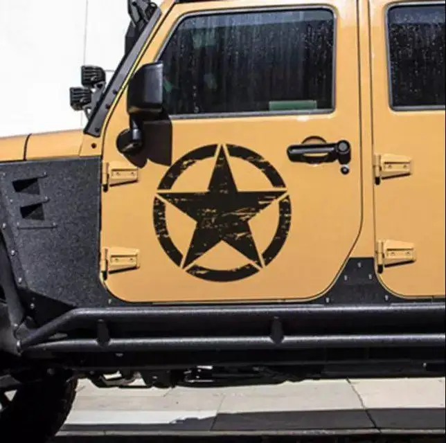 

50cm Big Stickers on Cars Army Star Distressed Decal for Jeep Sticker Large Vinyl Military Hood Graphic Black/ White