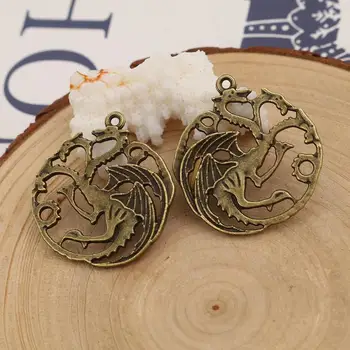 

DoreenBeads Fashion Men Women Zinc Based Alloy Pendants Three-headed Dragon Silver Color 35mm(1 3/8") x 32mm(1 2/8"), 10 PCs