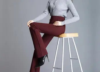 

Spring and autumn ladies stretch straight trousers women casual pants large size JH3322-01-09