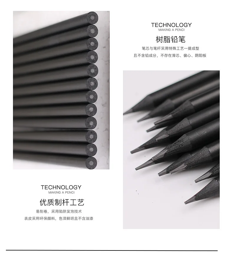 5/10 Pcs Professional pencil sketch HB round bar matte black resin painter art drawing supplies