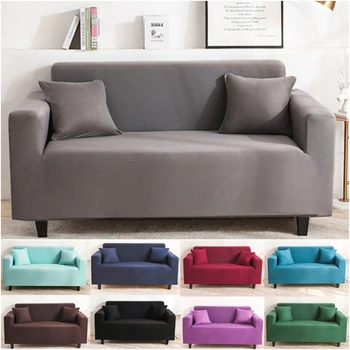

Solid Color Corner Sofa Covers For Living Room Elastic Spandex Slipcovers Couch Cover Stretch Sofa Towel 1/2/3/4 Seater