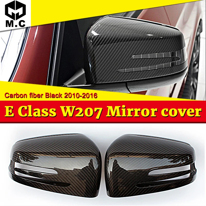 

For MercedesMB E Class W207 2Pcs Rear View Mirror Cover Caps Carbon Fiber E200 E250 E300 E400 Mirror Cover 1:1 Replacement 10-16