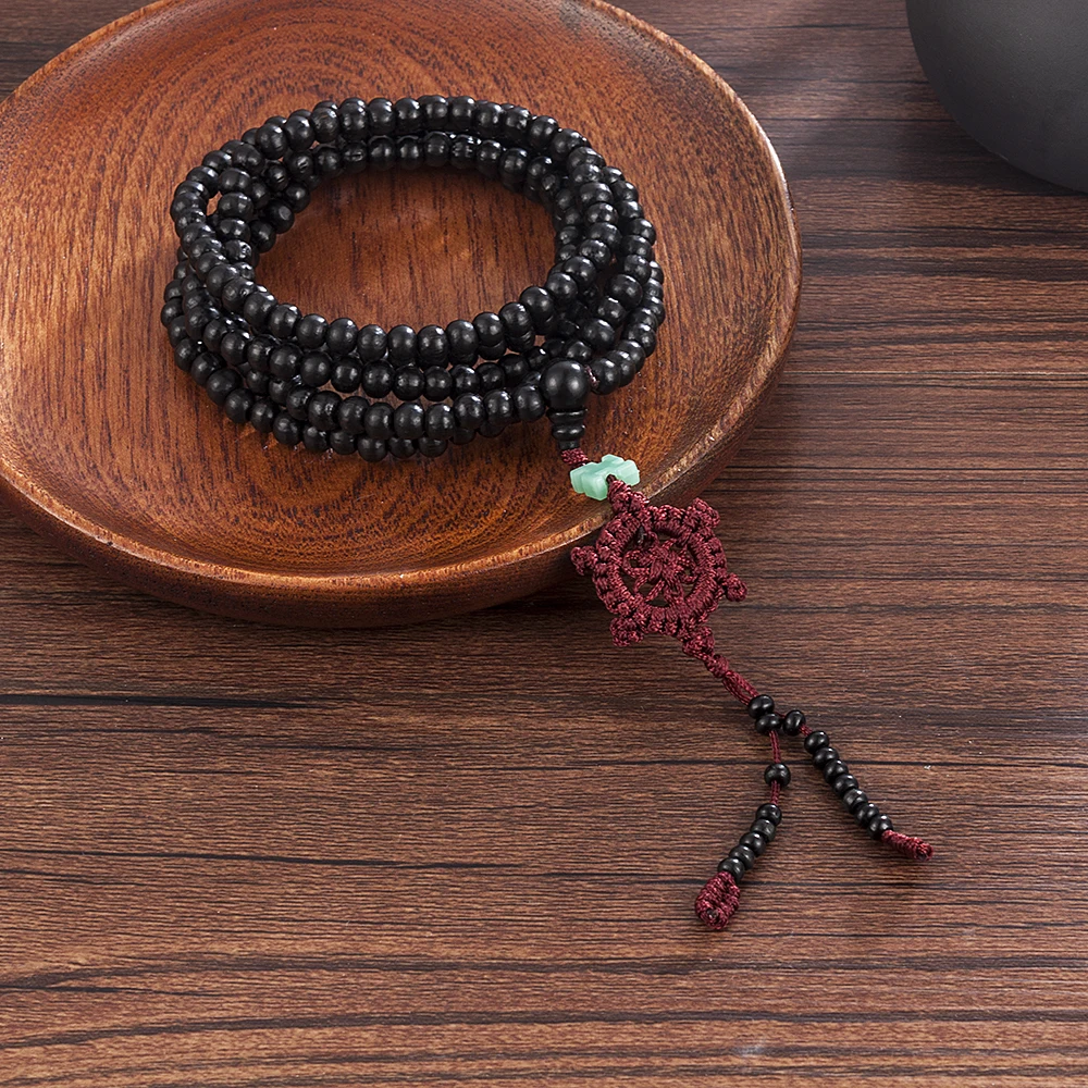 2 цвета с натуральным ароматом сандалового дерева буддистский браслет с бусинами для медитации и молитвы бусы мала браслет рука ожерелье - Окраска металла: black