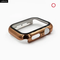 URVOI Matte Plastic Bumper with Tempered Glass for Smartwatch Protection (Shiny Rose Gold)