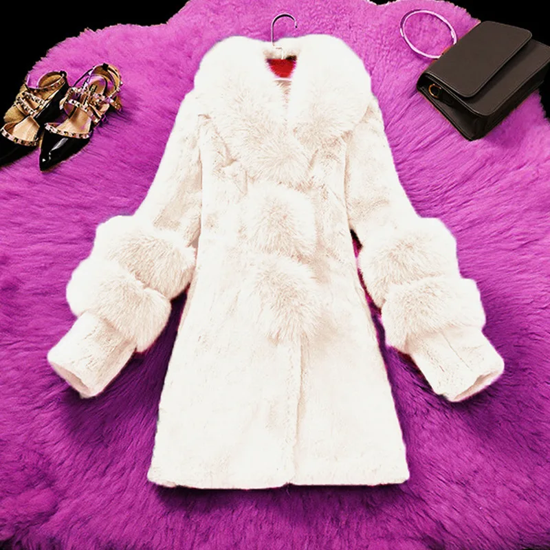 Высококачественное новое знаменитое пальто из искусственного лисьего меха с воротником, тонкое модное пальто из искусственного меха, меховое пальто средней длины, пальто, женская одежда