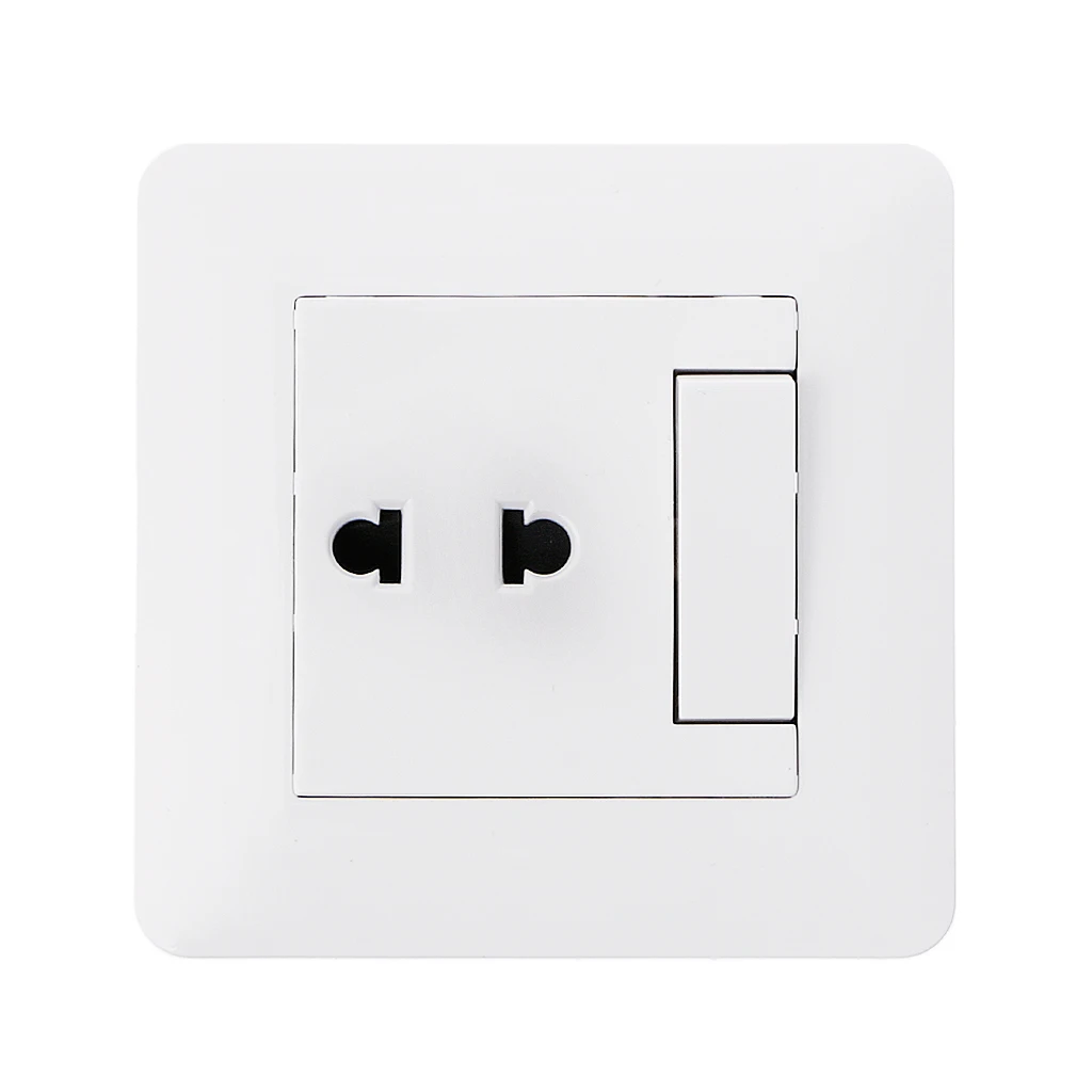 

2 Hole Universal Power Socket With 1 Gang 2 Way Light Switch Porcelain White