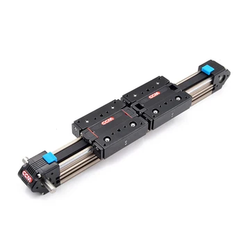 

Belt driven linear guide rail with dual blocks