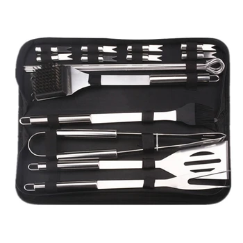 

BBQ Grill Stainless Steel Tool Set Accessories Grilling Kit Camping Kitchen Barbecue BBQ Spatula Fork Clip Utensil FP8