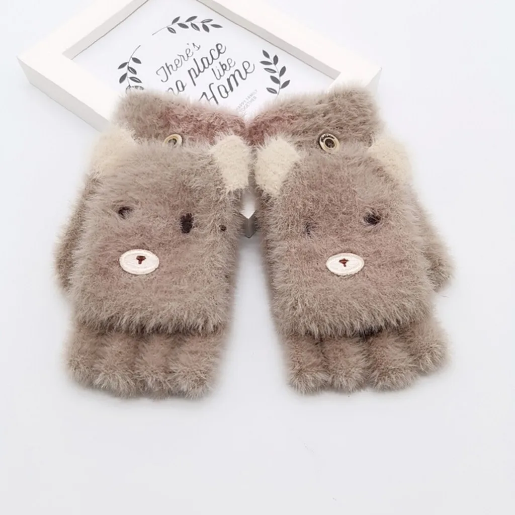 Митенки Детские зимние штаны теплые вязаные откидной флип-топ перчатки без пальцев L1101