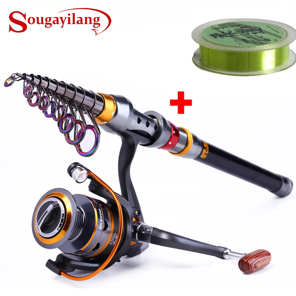 Sougayilang 1.8-3.6m canne à pêche télescopique et 11BB moulinet de pêche roue Portable voyage canne à pêche filature canne à pêche Combo