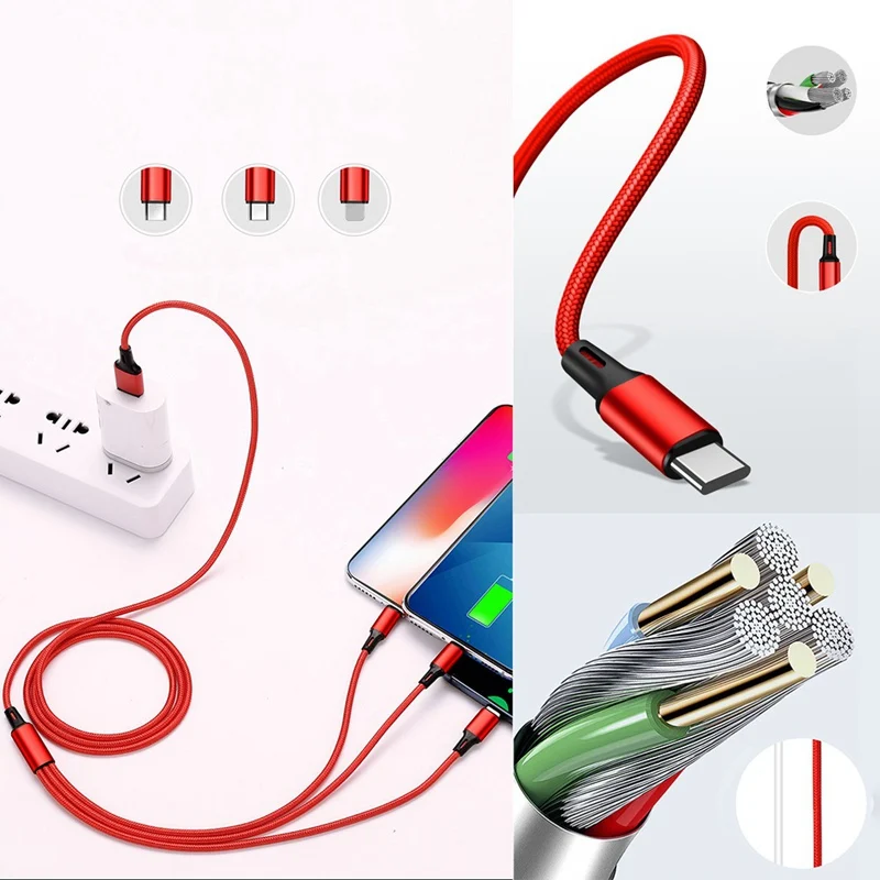 3 в 1 линия данных для Apple Android type-c3a Быстрая зарядка линия данных USB кабель для samsung Xiaomi huawei USB C