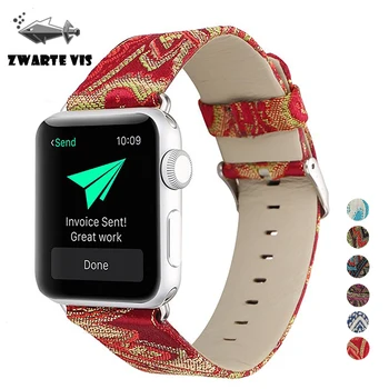 

For A pple Watch 5 4 3 2 1 Silk leather strap for A pple watch strap ethnic style leather for a pple 5 strap 44MM 42MM 40MM 38MM