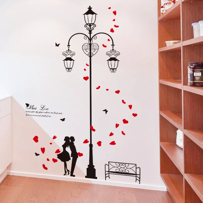 SHIJUEHEZI мультипликационные пары наклейки на стену DIY влюбленные наклейки на стену для спальни магазин День Святого Валентина украшения