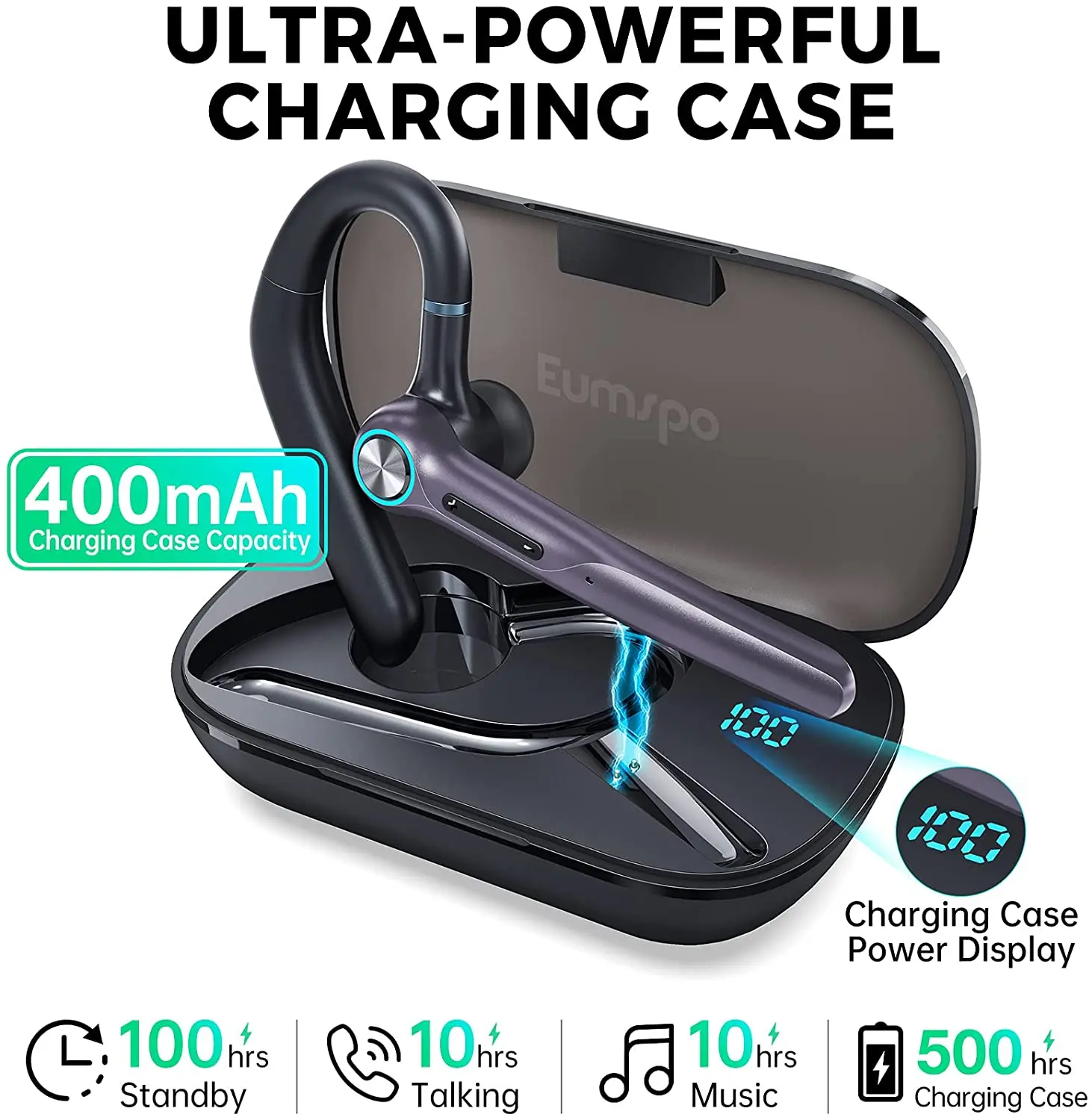 Bluetooth Headset 400Hrs Standby Eumspo 