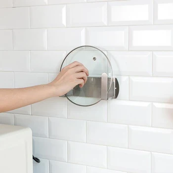 

Stainless Steel punch-free wall-mounted Conjoined Pot Cover Cutting Board Storage Rack multi-function Save Space Organizer Rack