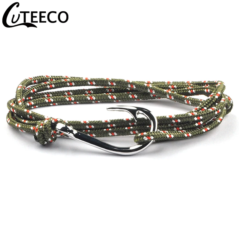 CUTEECO многослойный веревочный браслет с крючком для рыбы pulseras hombre hope морской якорь