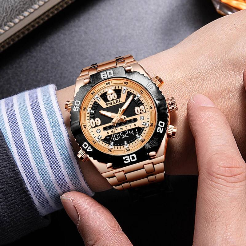 SMAEL Watch Male 2021 Sports Digital Watches Men Waterproof Steel Military Quartz Watch For Men Wristwatch Relogio Masculino