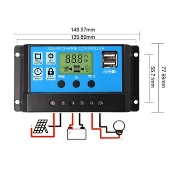

LCD Battery Regulator Solar Panel Monitor Charger Controller Electronic Dual USB