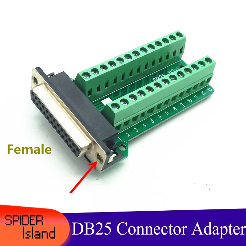 DB25 25-контактный 2-рядный гнездовой разъем для терминала адаптер D-SUB RS232 в RS485