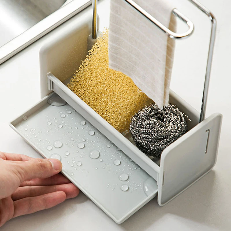 Dropship Drainer Storage Soap Stainless Dishcloth Rag Steel Sponge