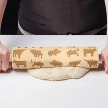 Деревянный валик для выбивания теста для выпечки печенья бисквита Выгравированный скалка для выпечки печенья помадка тесто Выгравированный валик