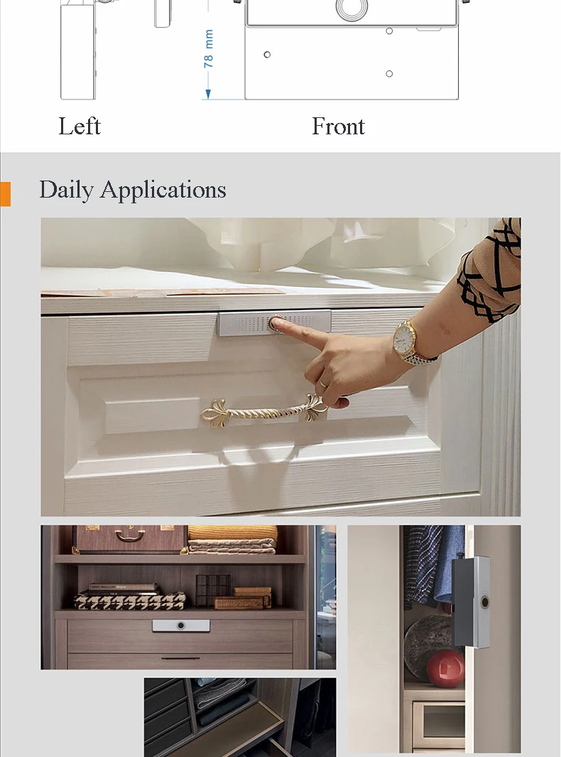 Отпечаток пальца Замок для ящика шкафа шкаф мини умный электрический замок Противоугонный безопасный дверной шкафчик установка