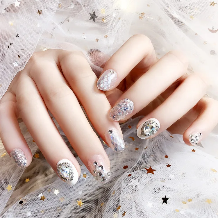 

Nail Tips Finished Product Fake Nails Jewelry Manicure 24 PCs Finished Product Good Quality Phototherapy a L36
