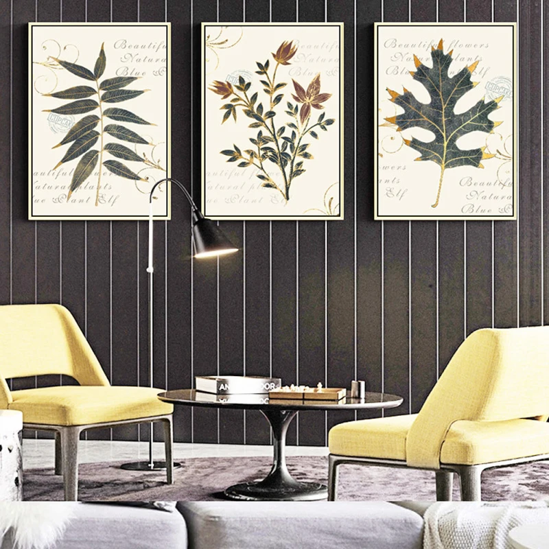 

Abstract Colorful Retro Hand Painted Nostalgic Leaves Canvas Painting Retro Green Style Plant Leaf Nordic Posters and Print 2-46