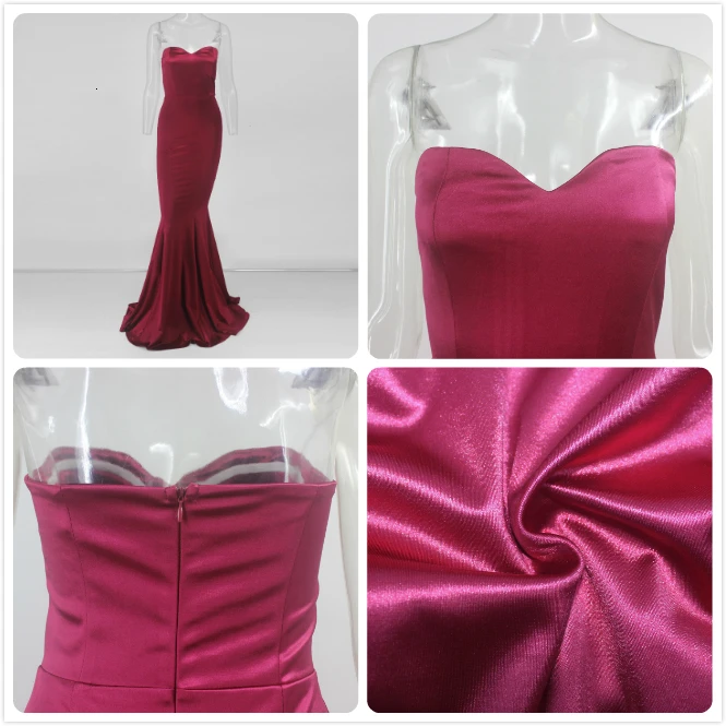 PFFLOOK летнее элегантное женское вечернее платье без бретелек, сексуальное длинное платье макси, красное сатиновое платье с открытой спиной, вечернее облегающее платье