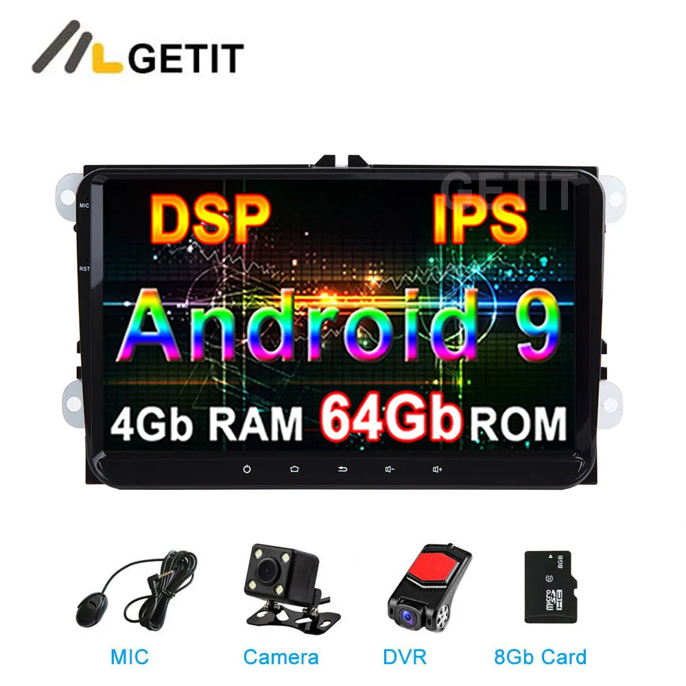 9 "Android 9 Автомобильный мультимедийный DVD Радио gps для VW Golf Polo/Tiguan/Passat/b7/b6/CC/сиденье/Леон/Skoda Octavia/